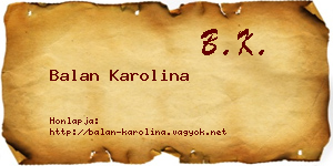 Balan Karolina névjegykártya
